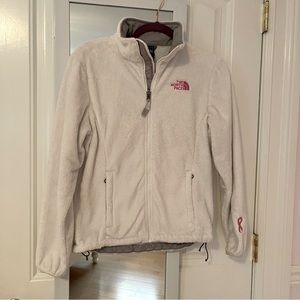 Ladies North Face white fleece zip front jacket -Size XS